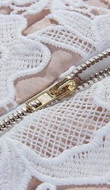 LACE HOLLOW EMBROIDERY A LINE MIDI DRESS IN WHITE DRESS sis label