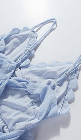 LACE-UP BACKLESS MIDI DRESS IN BLUE DRESS STYLE OF CB