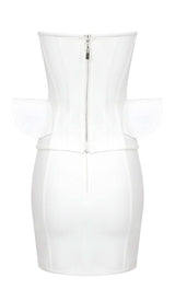 LACE-UP OFF SHOULDER MINI DRESS IN WHITE DRESS STYLE OF CB