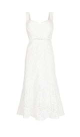 LACE DETAIL STRAPPY MIDI DRESS IN WHITE DRESS STYLE OF CB