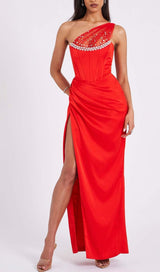 LACE GLITTER CORSET MIDI DRESS IN WINE DRESS STYLE OF CB