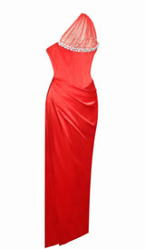 LACE GLITTER CORSET MIDI DRESS IN WINE DRESS STYLE OF CB