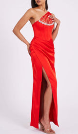 LACE GLITTER CORSET MIDI DRESS IN WINE DRESS STYLE OF CB