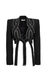 LATTICED EMBELLISHED ROPE TWO PIECES IN BLACK DRESS STYLE OF CB