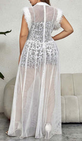 LEOPARD MESH MAXI DRESS IN WHITE DRESS STYLE OF CB