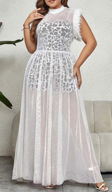 LEOPARD MESH MAXI DRESS IN WHITE DRESS STYLE OF CB