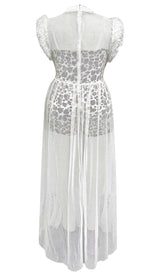 LEOPARD MESH MAXI DRESS IN WHITE DRESS STYLE OF CB