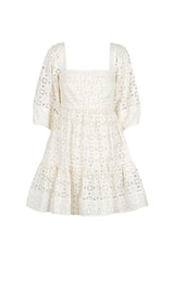 LINEN SQUARE NECK MINI DRESS - RICE DRESS styleofcb