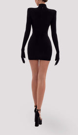 LONG SLEEVE EMBROIDERED MINI DRESS IN BLACK DRESS STYLE OF CB