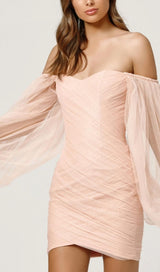 LONG SLEEVE MINI DRESS IN PINK Dresses styleofcb