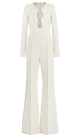 LONG SLEEVE V-NECK DIAMOND TIGHT LONG SLEEVE JUMPSUIT DRESS sis label