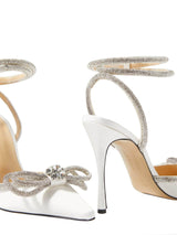 BOW CRYSTAL SATIN HEELS IN WHITE Shoes styleofcb