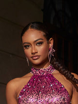 CRYSTAL FLOWER EARRINGS IN PINK Earrings styleofcb