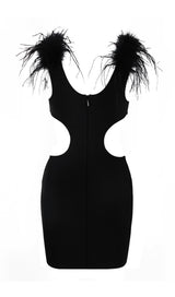MESH FEARHER BANDAGE MINI DRESS IN BLACK Dresses styleofcb