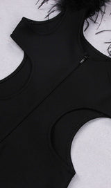 MESH FEARHER BANDAGE MINI DRESS IN BLACK Dresses styleofcb