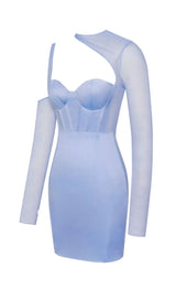 MESH SLEEVE SATIN CIRSET MINI DRESS IN BLUSH Dresses styleofcb