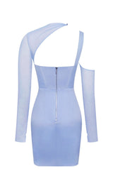 MESH SLEEVE SATIN CIRSET MINI DRESS IN BLUSH Dresses styleofcb