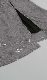 MIDI DRESS WITH SEQUINS SLITS IN SLIVER Dresses styleofcb