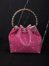 CRYSTAL EMBELLISHED BUCKET BAG IN HOT PINK Bags styleofcb