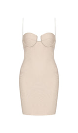 NUDE CRYSTAL STRAP BANDAGE MINI DRESS Dresses styleofcb