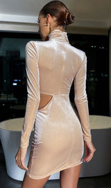 NUDE VELVET CUT OUT RUCHED MINI DRESS Dresses styleofcb