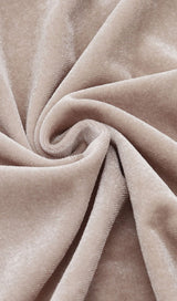 NUDE VELVET CUT OUT RUCHED MINI DRESS Dresses styleofcb