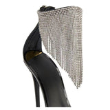 CRYSTAL TASSEL HEELS IN BLACK Shoes styleofcb