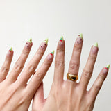 CHERRY FRENCH GREEN EDGE PRESS ON NAILS Press On Nails Oh CICI