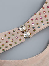 LONG-SLEEVE CREW NECK GLITTER MINI DRESS IN MAHOGANY WOOD styleofcb