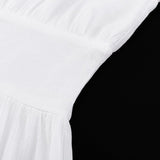 BUTTON-FRONT PUFFED SLEEVES MAXI DRESS IN WHITE DRESS STYLE OF CB