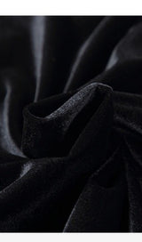 VELVET OFF-SHOULDER FEATHER MINI DRESS IN BLACK styleofcb