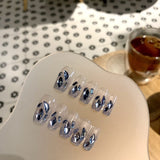 BLUE CRYSTAL GLITTER PRESS ON NAILS Press On Nails Oh CICI