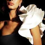 EXAGGERATED RUFFLE SWIMSUIT IN BLACK styleofcb