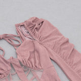 HIGH SLIT AND RUFFLES BACKLESS DRESS IN PINK styleofcb