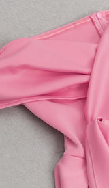OFF SHOULDER SIDE SPLIT MIDI DRESS IN PINK DRESS STYLE OF CB