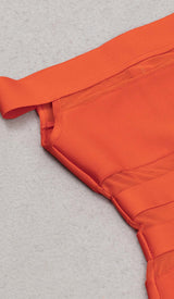 OFF-SHOULDER BANDAGE BODYCON MIDI DRESS IN RED styleofcb