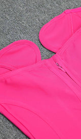 OFF THE SHOULDER BODYCON MIDI DRESS IN ROSE RED DRESS STYLE OF CB