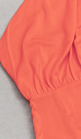 OFF THE SHOULDER SATIN MIDI DRESS IN RED DRESS STYLE OF CB