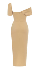 ONE SHOULDER BANDAGE MAXI DRESS IN APRICOT styleofcb
