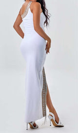 ONE-SHOULDER SPLIT MIDI DRESS IN WHITE DRESS STYLE OF CB