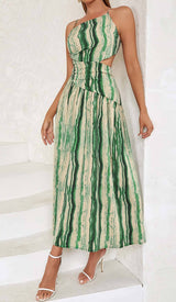 ONE SHOULDER CUT OUT WAIST DRESS IN ALLOVER styleofcb