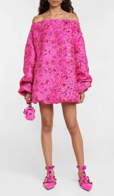 SEQUIN OFF SHOULDER MINI DRESS IN RED DRESS STYLE OF CB