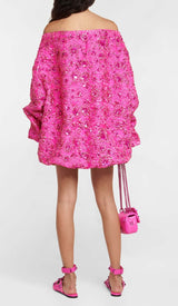 SEQUIN OFF SHOULDER MINI DRESS IN RED DRESS STYLE OF CB