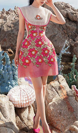 PETALS EMBROIDERED HEM MIDI DRESS DRESS STYLE OF CB