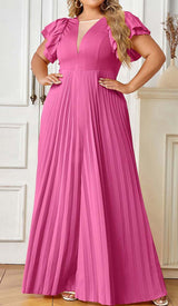 PLUNGE PLATED MAXI DRESS IN RED DRESS STYLE OF CB