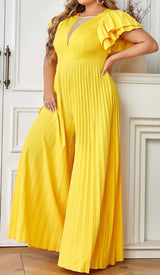 PLUNGE PLATED MAXI DRESS IN YELLOW DRESS STYLE OF CB