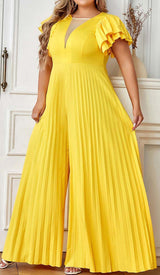PLUNGE PLATED MAXI DRESS IN YELLOW DRESS STYLE OF CB