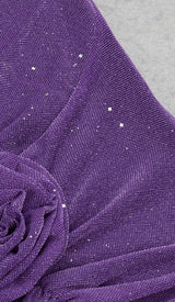 PLUNGE GLITTER BANDAGE MIDI DRESS IN AMETHYST DRESS STYLE OF CB