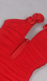 PLUNGING HALTER NECKLINE MINI DRESS IN RED DRESS STYLE OF CB