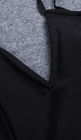 PLUNGING NECKLINE BOW MIDI DRESS IN BLACK DRESS sis label